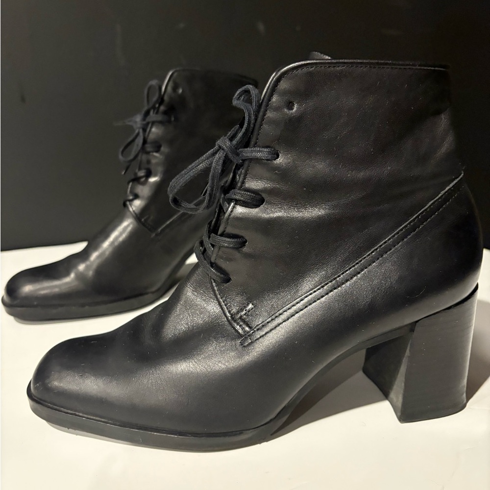 Enzo Angiolini Black Lace-Up Ankle Booties